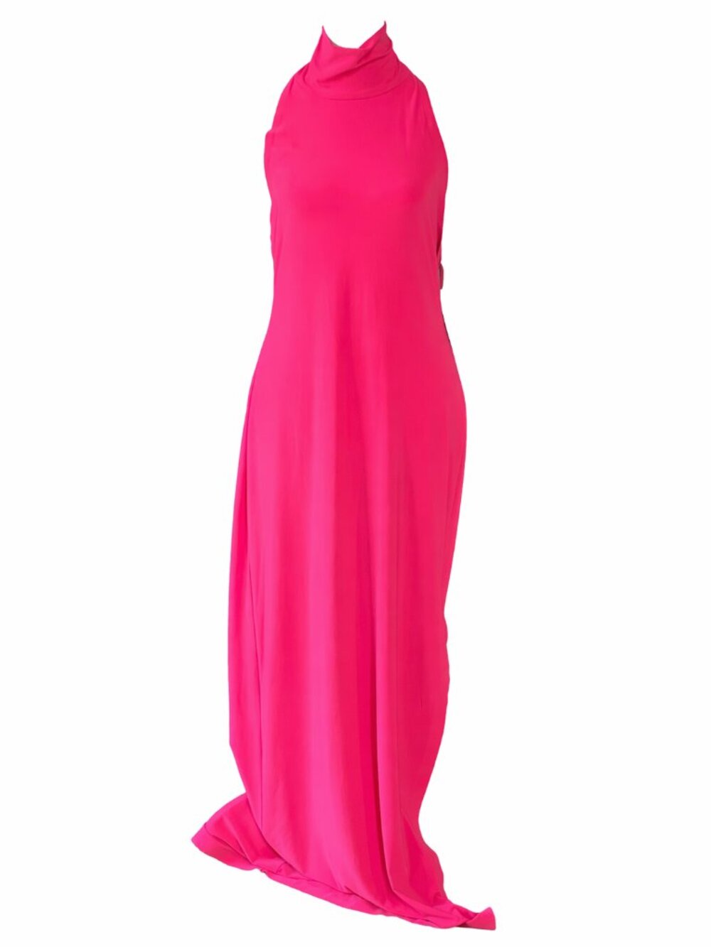 Norma Kamali Halter Turtleneck Side Slit Gown – Rose Pink – Size L (40) – NWT